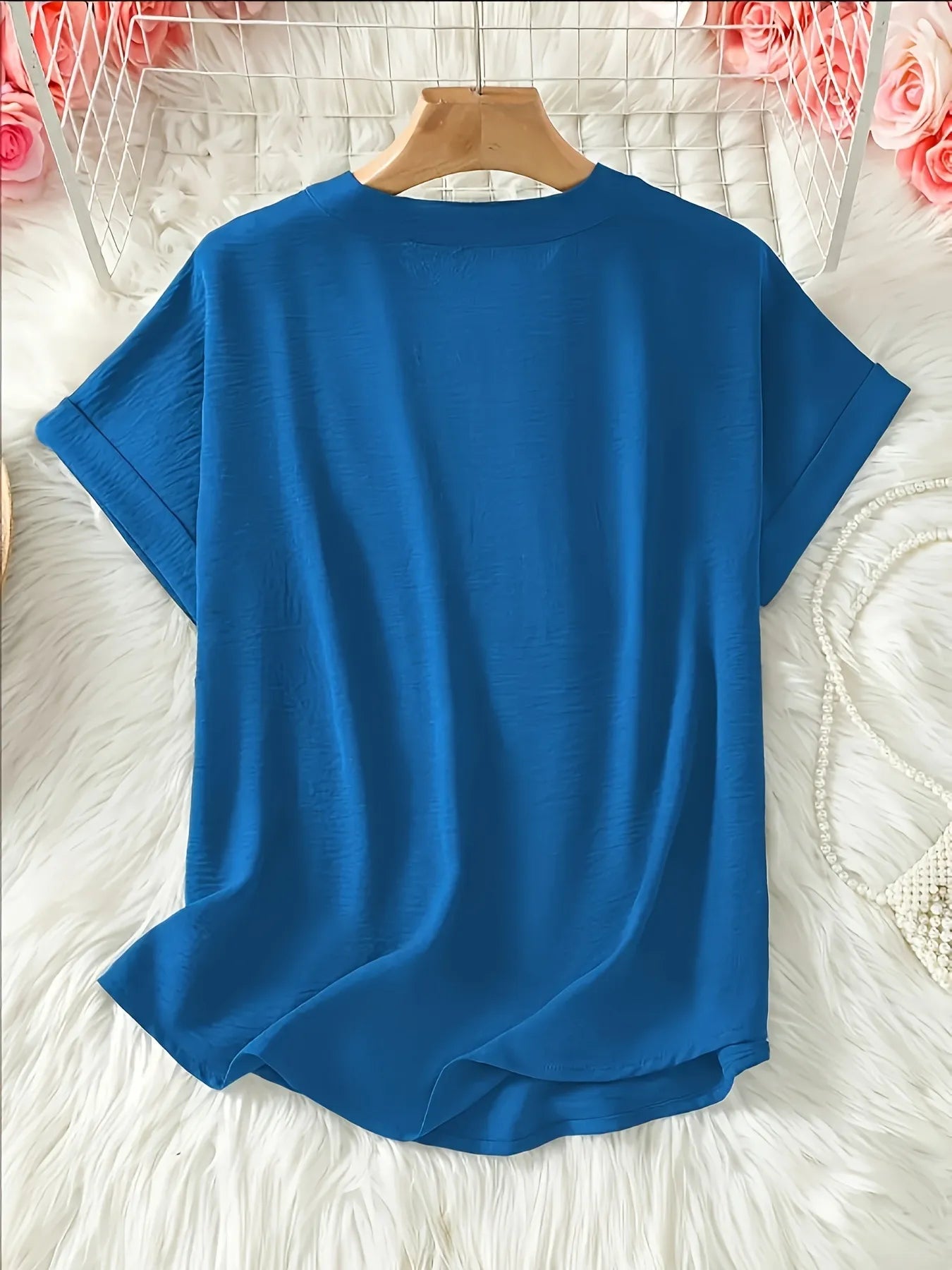 Casual Notched Short Sleeve Blouse
