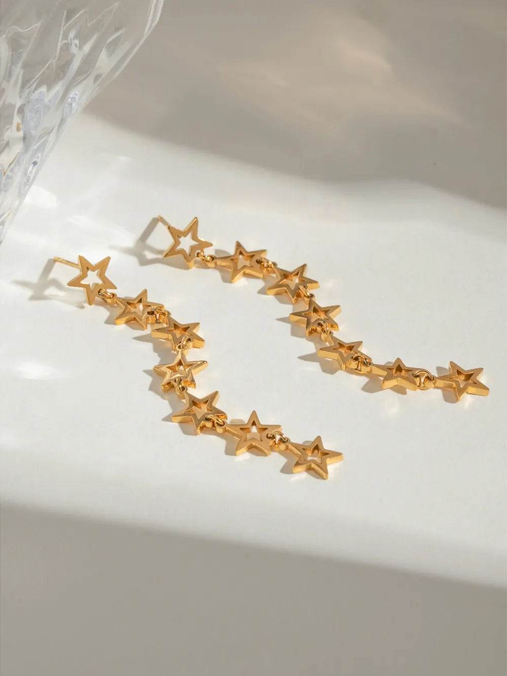18K Gold-Plated Stainless Steel Cutout Star Earrings - Stylish, Durable, and Lightweight - Store 42