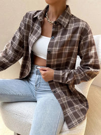 Oversized Plaid Button-Up Shirt
