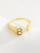 18K Gold-Plated Zircon Letter Ring B onesize