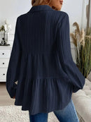 Striped Button-Down Tiered Shirt