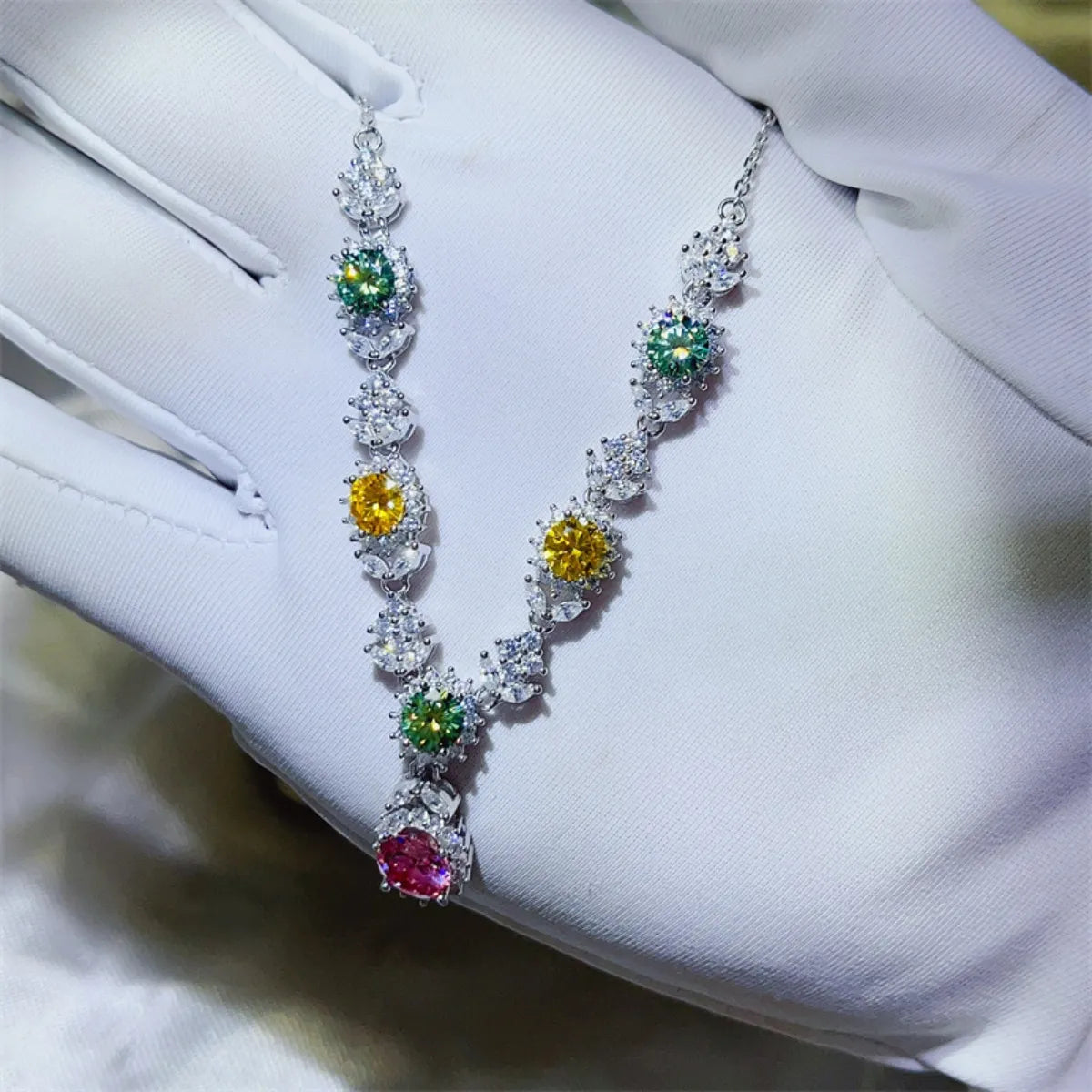 3.5 Carat Moissanite Necklace in 925 Sterling Silver with Zircon Accents