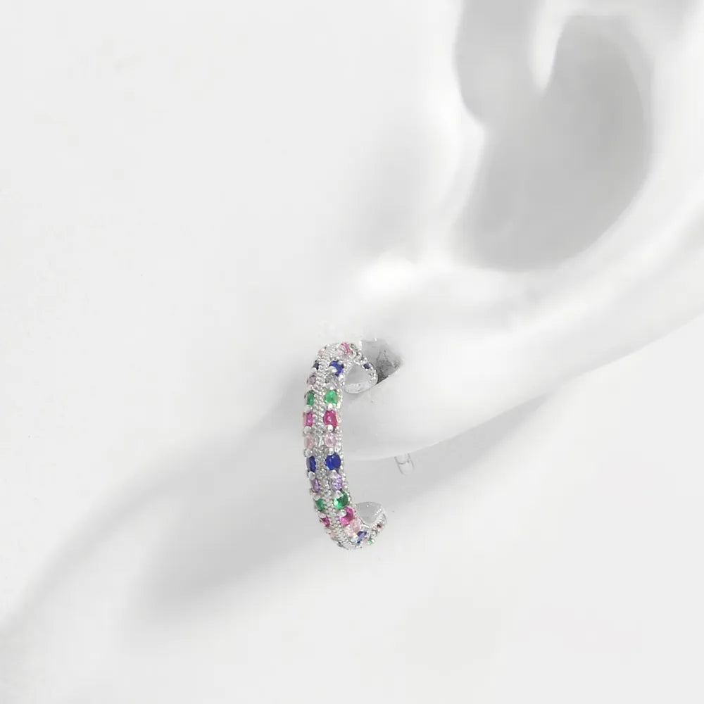 Stylish 925 Sterling Silver Zircon Earrings with Platinum-Plated Finish - 0.5 In Length