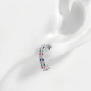925 Sterling Silver Contrast Zircon Earrings Silver One Size