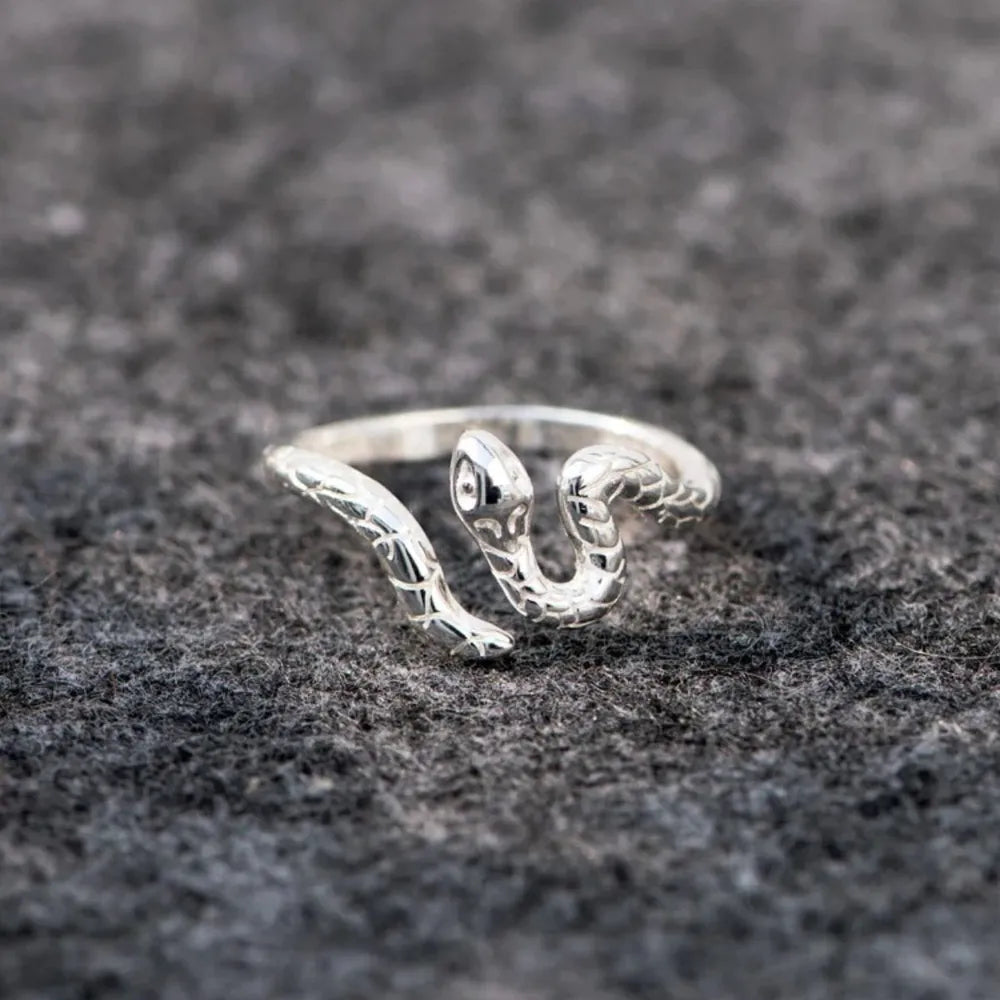 925 Sterling Silver Snake Ring - Unique Adjustable Design, Stylish & Trendy Jewelry