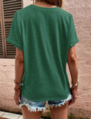 Full Size Casual Notched Short Sleeve Blouse Plus Size - Store 42
