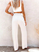 Full Size High-Waisted Textured Wide Leg Pants Plus Size - Store 42