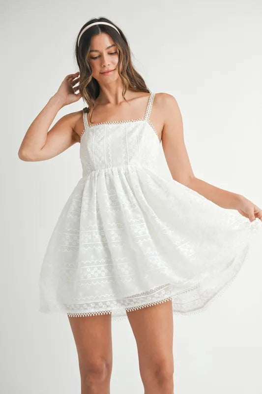 Mable Eyelet Lace Mini Cami Dress - Flowy Babydoll Style, Perfect For Summer Outings