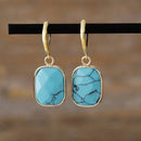 18K Gold-Plated Copper Dangle Earrings with Natural Stone - Elegant Boho Jewelry - Store 42