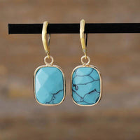 18K Gold-Plated Copper Dangle Earrings with Natural Stone - Elegant Boho Jewelry - Store 42