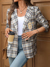 Number 87 Plaid Long Sleeve Blazer Coffee Brown