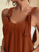 Full Size Knot Strap Romper with Pockets Plus Size - Store 42