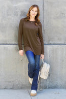 Basic Bae Women's Full Size Round Neck Long Sleeve Top with Pockets and Moderate Stretch - Store 42