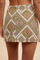 Annie Wear Ethic Woven Jacquard Wrap Mini Skirt