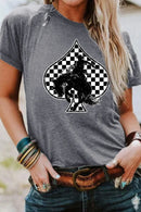 Redeo Check Spades Western Graphic T Shirt Dark Gray