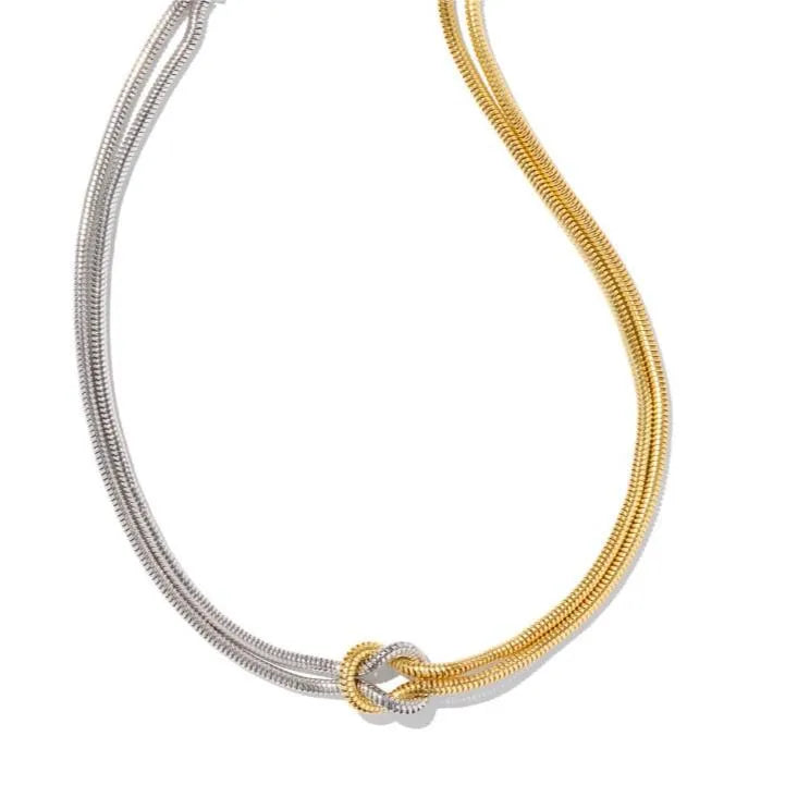 18K Gold-Plated Titanium Steel Knotted Necklace - Durable Elegance with Adjustable Length