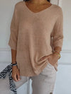 Full Size Relaxed Fit Ribbed Hem Sweater Plus Size Camel