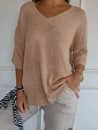 Full Size Relaxed Fit Ribbed Hem Sweater Plus Size Camel