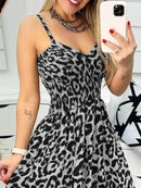 Full Size Leopard Print Spaghetti Strap Maxi Dress Plus Size - Store 42