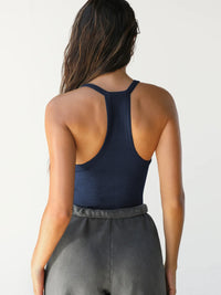 Ribbed V-Neck Halter Tank Top