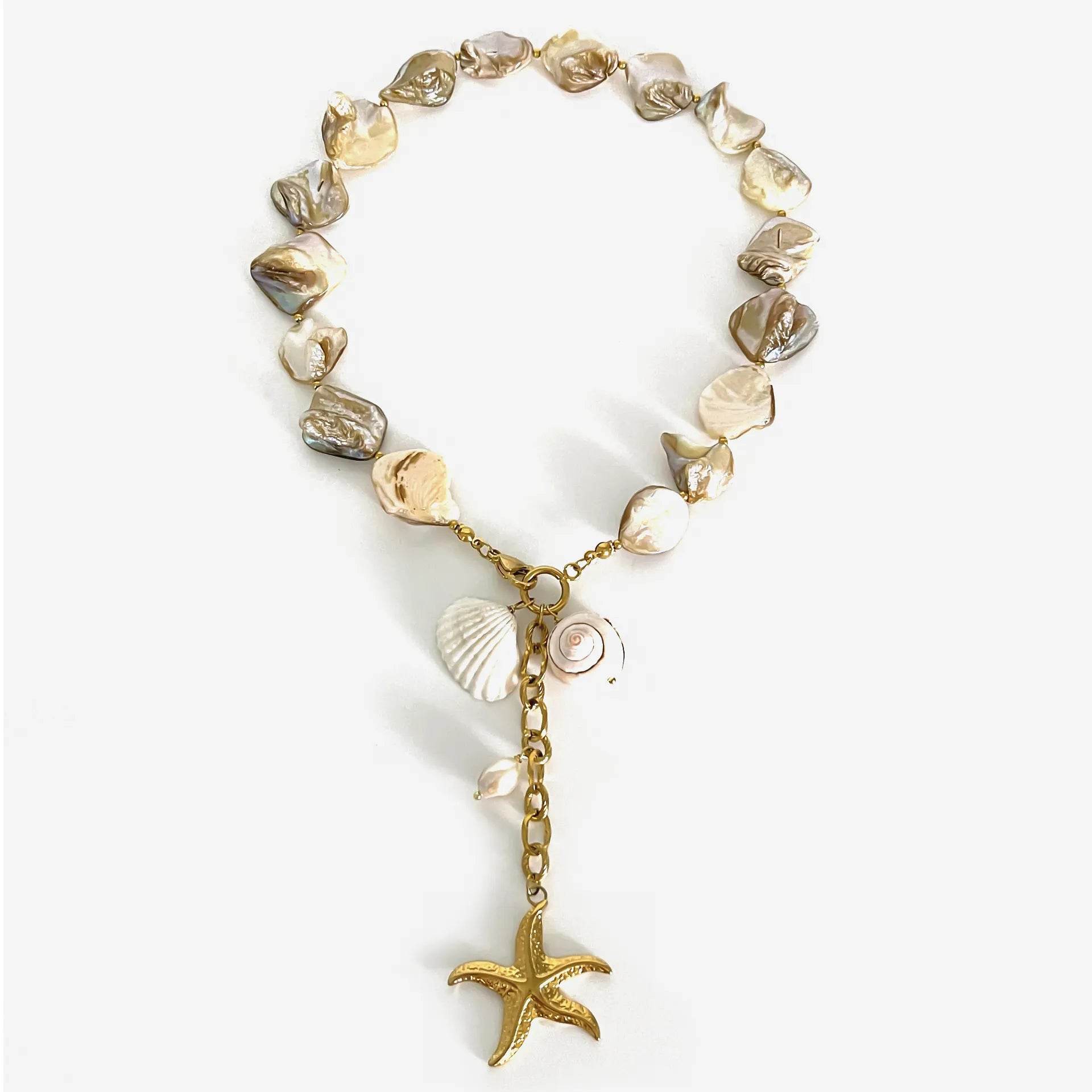 18K Gold-Plated Ocean Theme Necklace with Starfish Pendant - Store 42