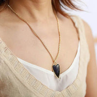 Heart Shaped Labradorite Necklace in Copper with 18K Gold-Plating - 19.7 in Chain - Store 42