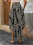 Asymmetrical Smocked Printed Skirt