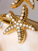 18K Gold-Plated Stainless Steel Zircon Starfish Ring - Store 42