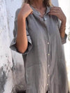 Full Size Casual Linen Button-Down Shirt Dress Plus Size - Store 42