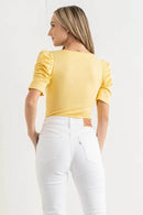 And The Why Shirring Puff Sleeve Bodysuit - Store 42