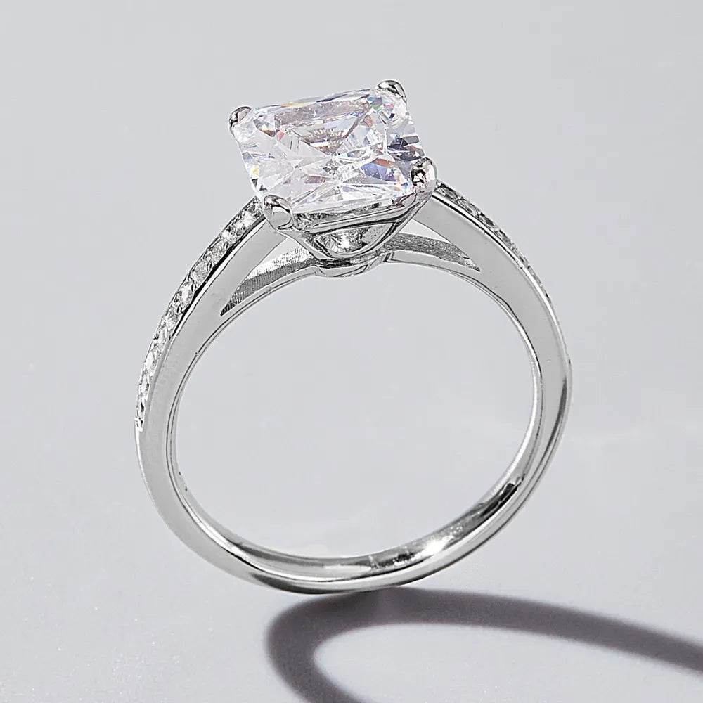 Elegant 925 Sterling Silver Zircon Ring - Platinum-Plated & Durable Jewelry