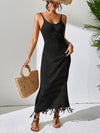 Openwork Scoop Neck Cover-Up Dress Black