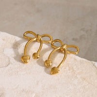 Elegant Stainless Steel Bow Earrings - 18K Gold-Plated & Platinum-Plated Finish - Store 42