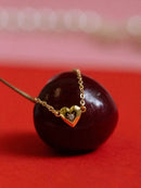 Elegant Zircon Heart Pendant Necklace in 14K Gold-Plated Copper, One Size - Store 42