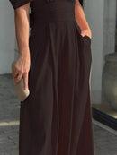 Full Size Cutout V-Neck Puff Sleeve Jumpsuit Plus Size - Store 42