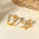 18K Gold-Plated Stainless Steel Double-Layered Zircon Earrings - Sophisticated Elegance - Store 42