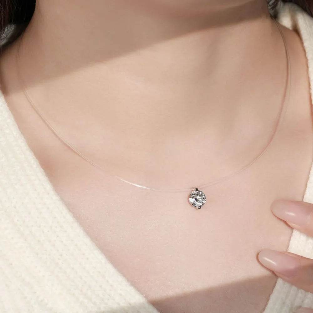 1 Carat D Color Round Moissanite Necklace in 925 Sterling Silver - Perfect Gift for Her