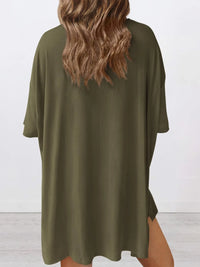 Full Size Oversized Round Neck Top and Shorts Set Plus Size