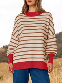 Striped Round Neck Long Sleeve Sweater