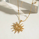 18K Gold-Plated Celestial Sun Pendant Necklace with Radiant Design - Hypoallergenic & Tarnish-Resistant - Store 42