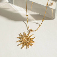 18K Gold-Plated Celestial Sun Pendant Necklace with Radiant Design - Hypoallergenic & Tarnish-Resistant - Store 42