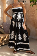 Printed Square Neck Cami and Wide Leg Pants Set
