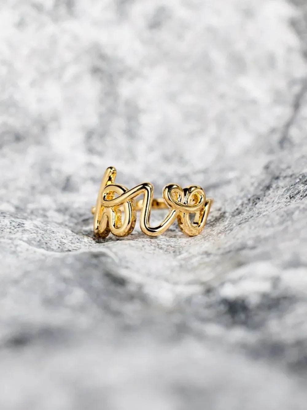 Elegant LOVE 18K Gold-Plated 925 Sterling Silver Ring with Matching Box - Heartfelt Gift Idea - Store 42