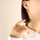 Titanium Steel Geometric Huggie Earrings Gold Star One Size