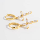 Elegant 925 Sterling Silver Zircon Cross Earrings - Platinum & 18K Gold-Plated - Store 42