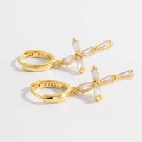 Elegant 925 Sterling Silver Zircon Cross Earrings - Platinum & 18K Gold-Plated - Store 42