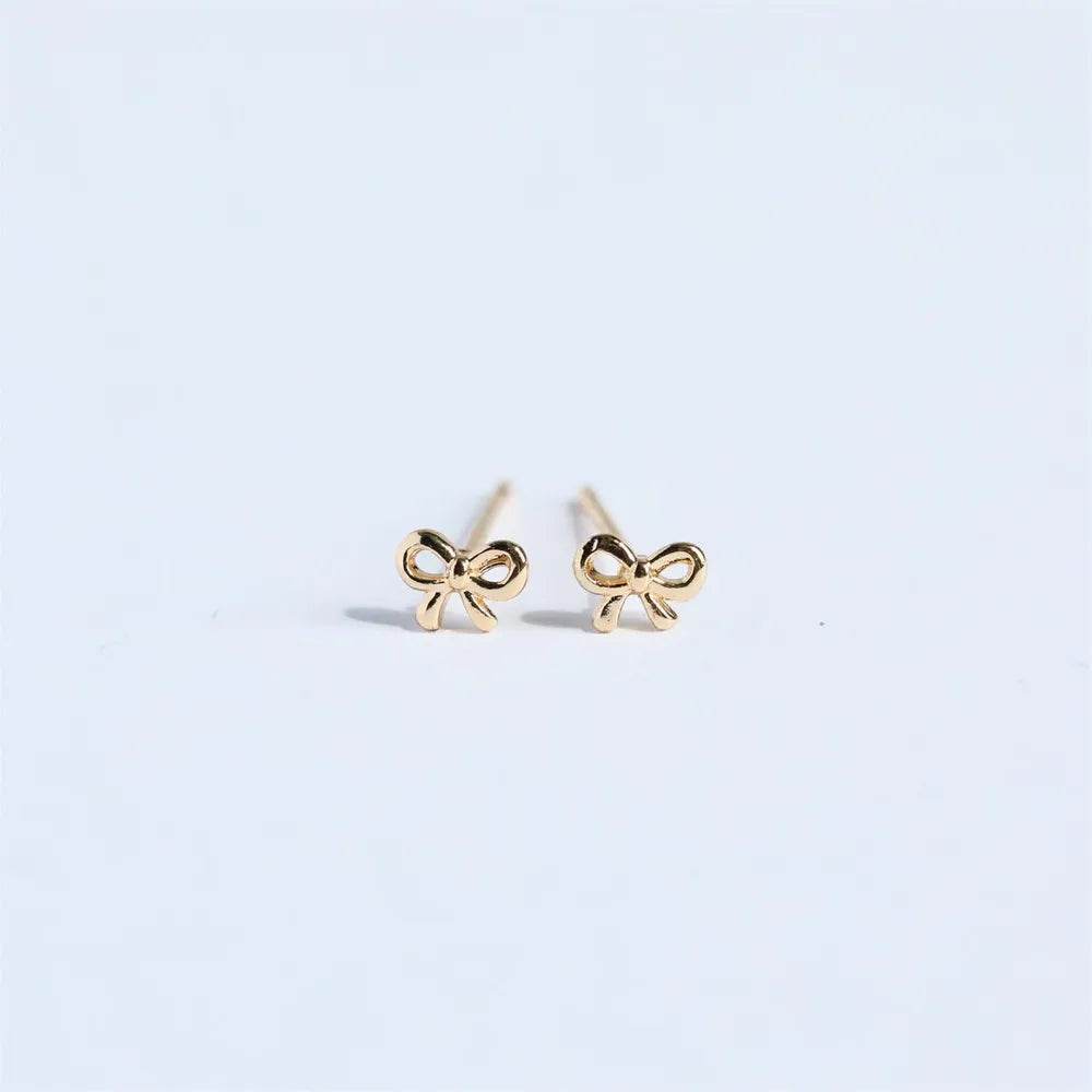 Elegant Copper Bow Stud Earrings - 14K Gold-Plated, Perfect for Everyday Wear - Store 42