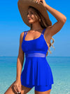 Scoop Neck Double Spaghetti Strap Top and Shorts Set Royal Blue