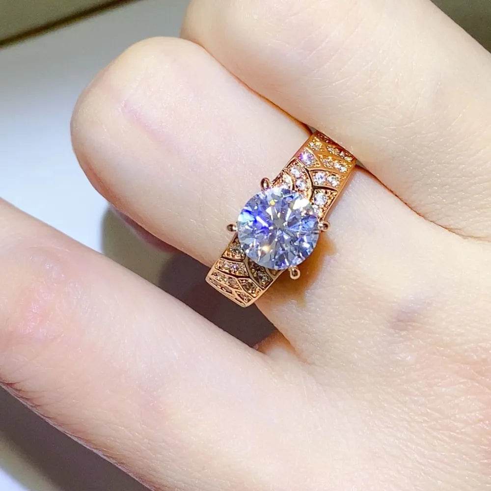 1.5 Carat Moissanite Ring in 925 Sterling Silver with 18K Gold-Plated Accents