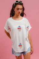 BiBi Solid Terry With Fourth Of July Theme Patched Top - Store 42